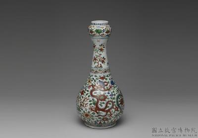 图片[2]-garlic-head vase with design of dragons, birds and flowers in wucai painted enamels, Ming dynasty, Wanli reign (1573-1620)-China Archive